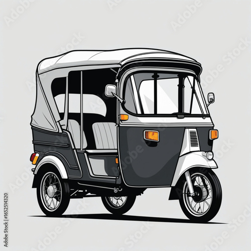 vector illustration of thai tuk tuk on white background