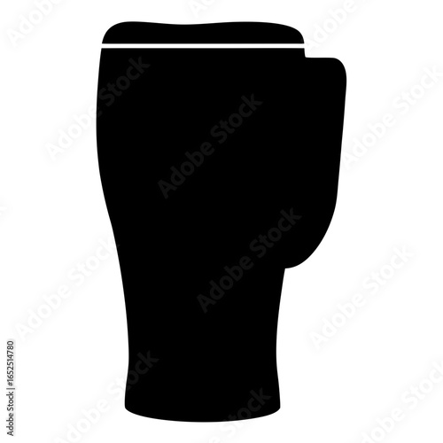 Minimalist black silhouette illustration of a pint glass with head on top