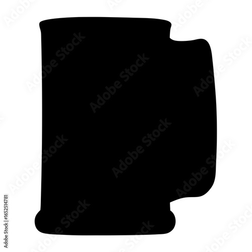 Black silhouette of a classic beer stein with a handle on white