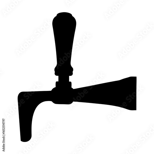 Elegant black silhouette of a vintage beer tap with long handle