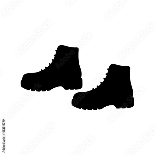Black silhouette vector drawing of two pairs of sturdy leather boots
