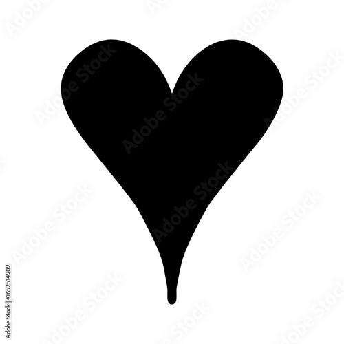 A simple and elegant black heart with a unique elongated point design