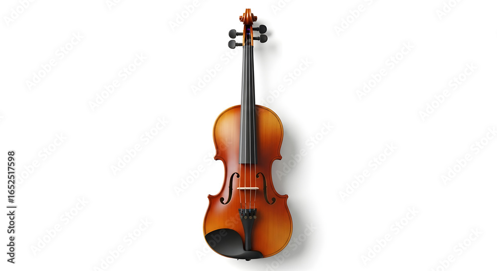 Fototapeta premium A beautifully crafted violin isolated on a clean white background, showcasing its elegant design.