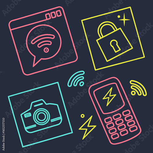 Mobile Phone Vector Icon Set — Smartphone, Communication, Technology, App, Call and Device Icons