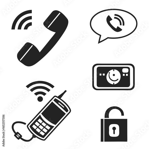 Mobile Phone Vector Icon Set — Smartphone, Communication, Technology, App, Call and Device Icons