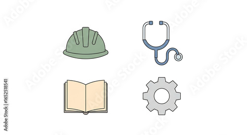 Visual representation depicting various essential professions and industries including healthcare engineering education and manufacturing symbolizing the societal infrastructure and human capital