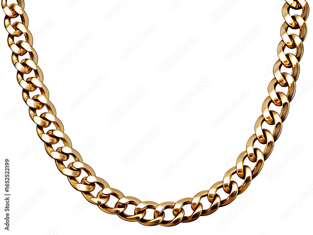 Obraz premium Golden curb chain necklace isolated on a transparent background