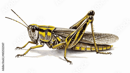Chitin Fiddle: grasshopper isolated watercolor vector illustration svg