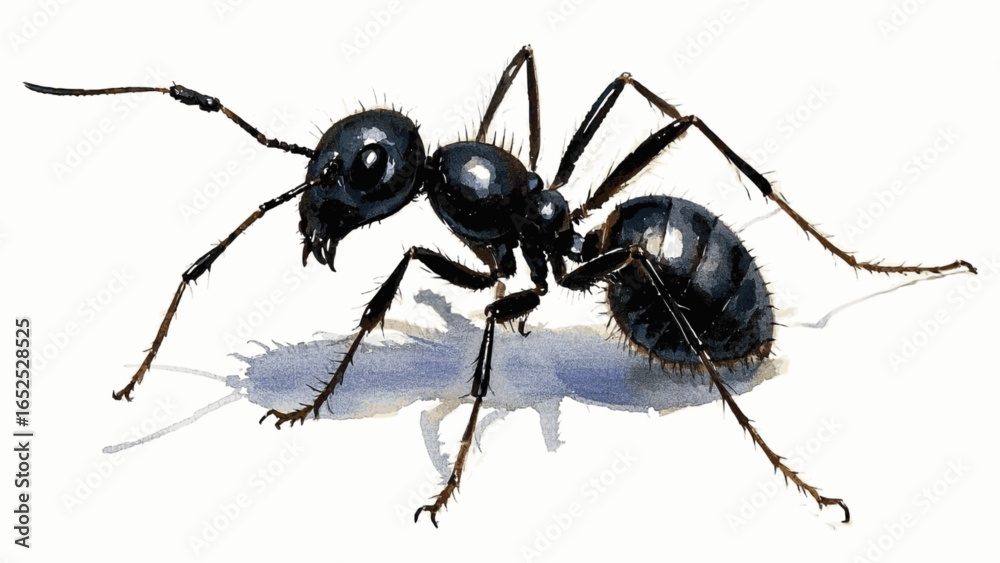 Αυτοκόλλητο Tiny March: black ant isolated watercolor vector illustration svg