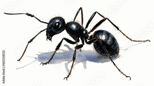 Tiny March: black ant isolated watercolor vector illustration svg