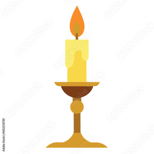 Elegant ivory candle in a classic brass holder perfect for halloween or any festive occasion