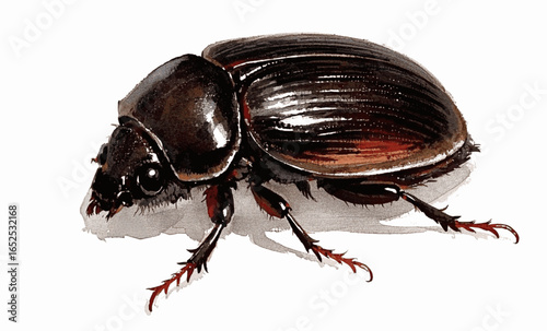 Gilded Chitin: female rhinoceros beetle isolated watercolor vector illustration svg