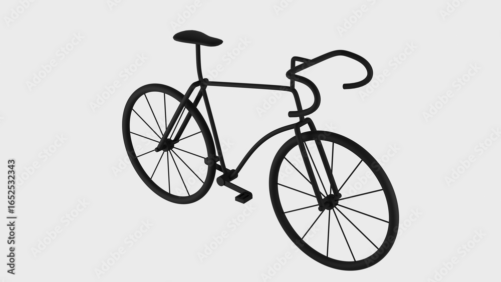 Fototapeta premium スポーツ自転車の3D画、モノトーン、白背景