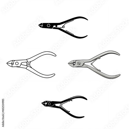 Professional nail clippers in various styles for manicures and pedicures, beauty care tools