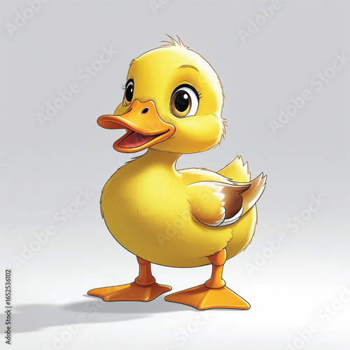 vector illustration of a cute little yellow duck on a white background