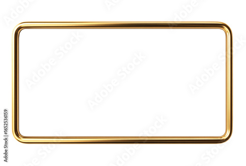Golden rectangle frame isolated on transparent background