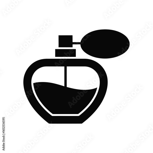 Black icon of a heart-shaped perfume bottle with a spray bulb silhouette
