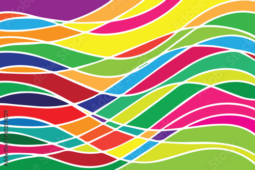 Vibrant vector background full of curved lines interwoven into abstract shapes, colorful aesthetic suitable for posters, covers, branding, or modern design layouts.