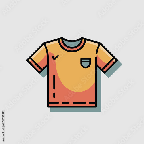 Flat design orange and red t-shirt with pocket icon clothing apparel