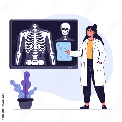 Dedicated doctor reviewing patient's x-ray for medical diagnosis in modern office setting today