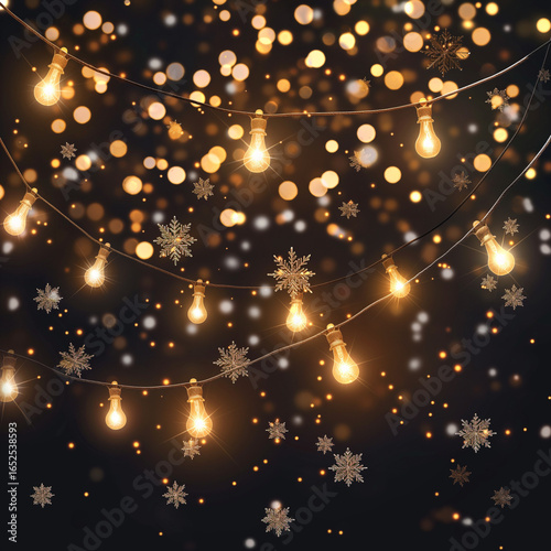 winter decorative lights, warm glow, fairy lights, snowflake design