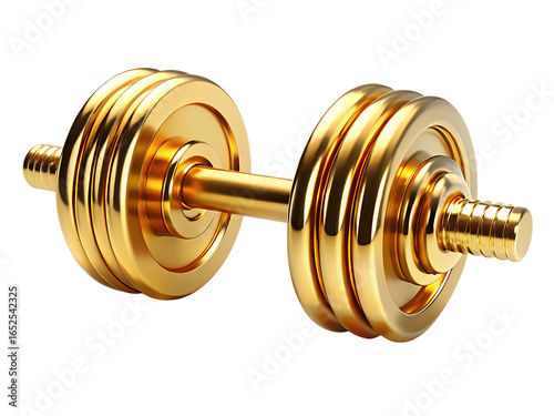 Gold dumbbell with a gold handle
 isolated on white background
PNG.AI Generated.