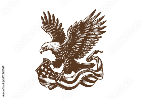 Eagle Engraved Hand Drawn Natural Illustration Vector Isolated by AZ for Books, Arts, Design and Decoration Graphic Asset
