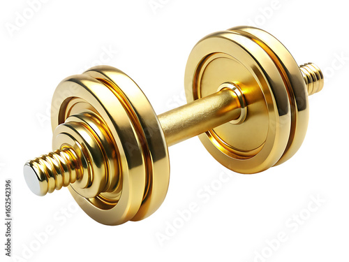Gold dumbbell with a gold handle
 isolated on white background
PNG.AI Generated.