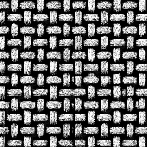 Black and white weave pattern textile texture fabric seamless background abstract design surface material illustration