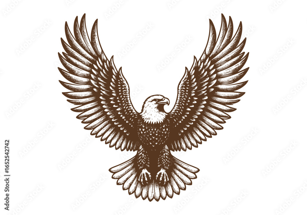 Fototapeta premium Eagle Engraved Hand Drawn Natural Illustration Vector Isolated by AZ for Books, Arts, Design and Decoration Graphic Asset