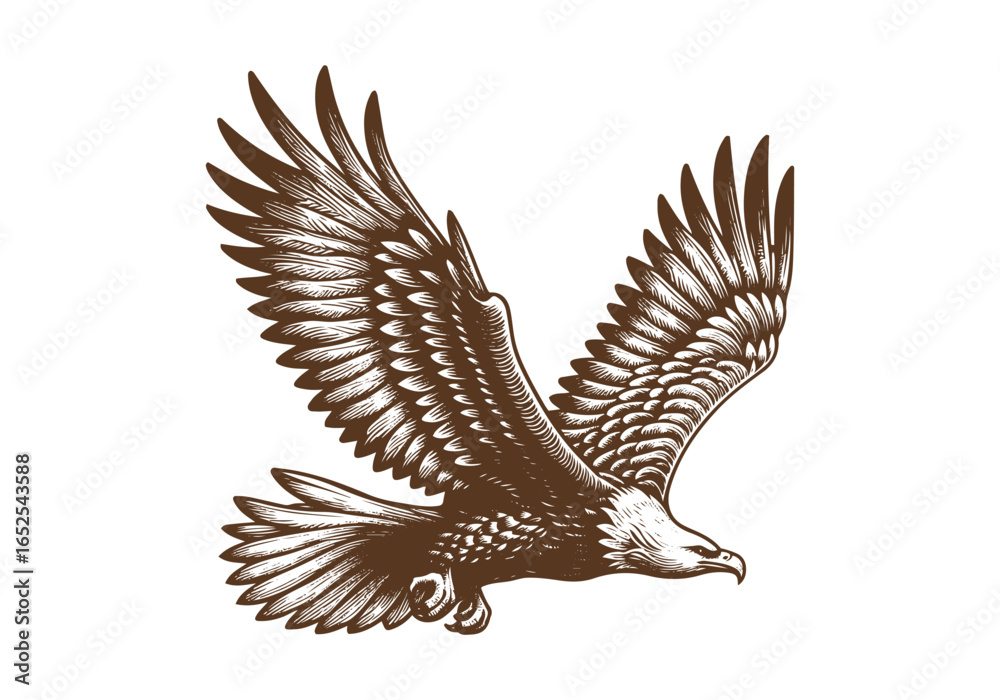 Fototapeta premium Eagle Engraved Hand Drawn Natural Illustration Vector Isolated by AZ for Books, Arts, Design and Decoration Graphic Asset