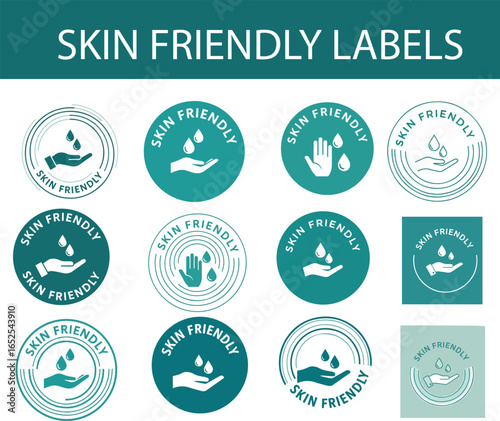Skin Friendly Labels with Hand and Leaf Icons