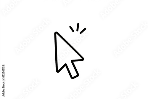 Clicking mouse cursor pointer icon vector illustration. Simple line art symbol for web design, UI, UX. Arrow for navigation, selection, button, or link. Computer interface element. CTA.