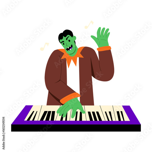A flat style illustration representing playing piano