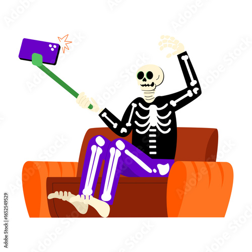 A flat style illustration representing selfie