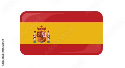 Spain flag with red and yellow stripes and coat of arms  