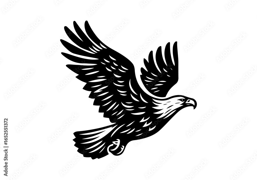 Fototapeta premium Eagle Linocut Hand Drawn Natural Illustration Vector Isolated by AZ for Books, Arts, Design and Decoration Graphic Asset