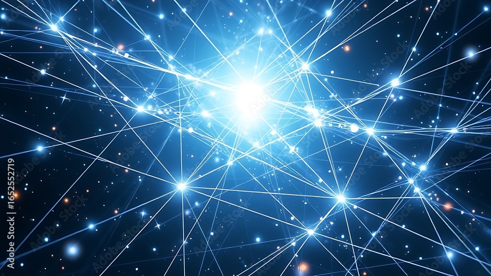 Fototapeta premium Cosmic strings of light weaving through multidimensional space, forming perfect geometric entanglement patterns.