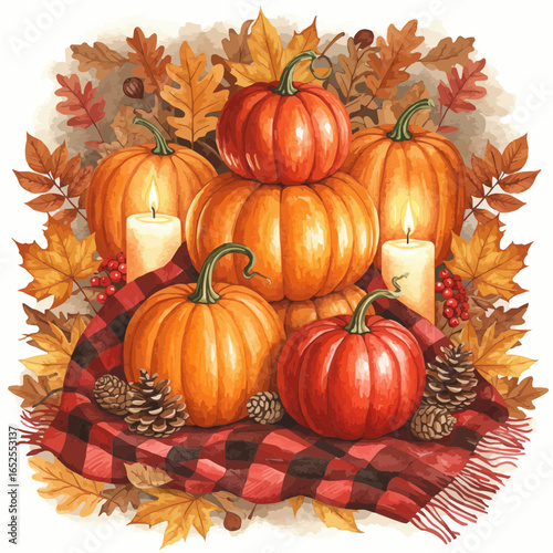 pumpkins and autumn leaves