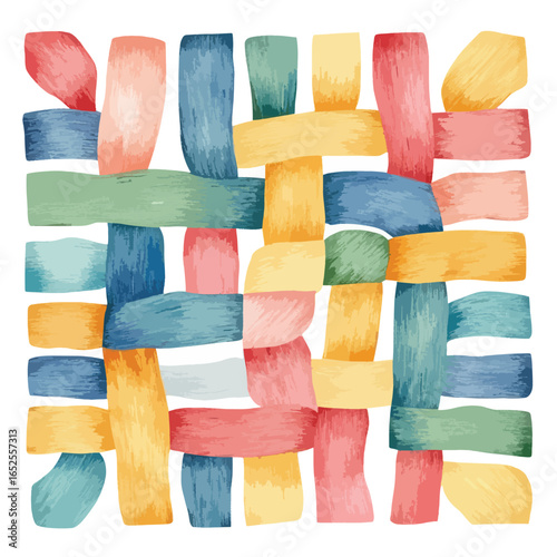Abstract Watercolor Weave Colorful Interlaced Brushstrokes in Artistic Composition