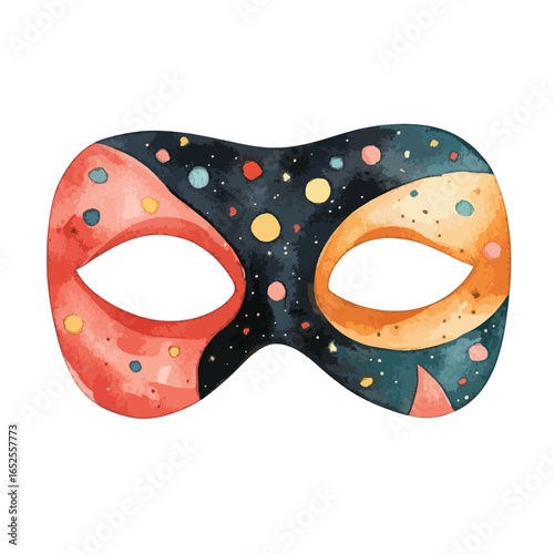 Abstract Watercolor Carnival Mask with Cosmic Design