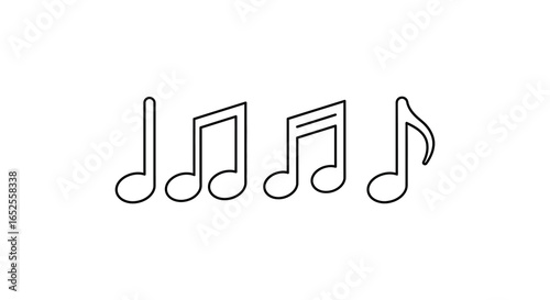 Simple Line Art Illustration of Musical Notes on a White Background