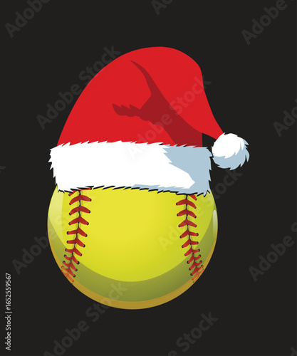 Christmas Softball Xmas Santa Hat Ball