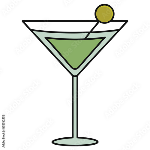 Classic Martini Cocktail with Olive Garnish