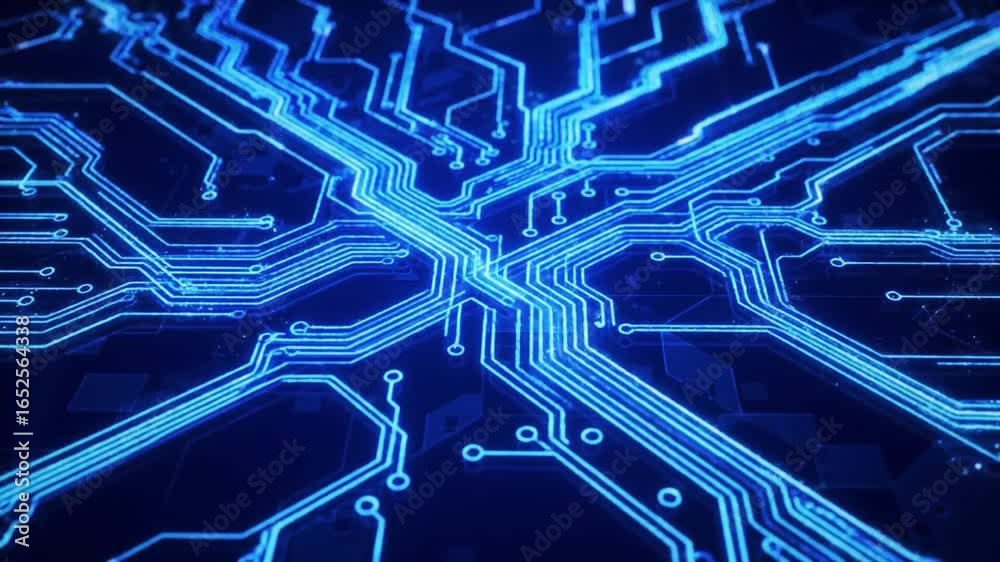 Abstract Blue Circuit Board Technology Background Abstract Blue Circuit Board Technology Background