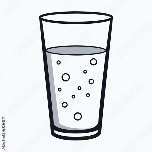 Refreshing Bubbles in a Tall Glass of Water