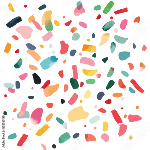 Colorful Abstract Terrazzo Pattern with Varied Shapes and Hues