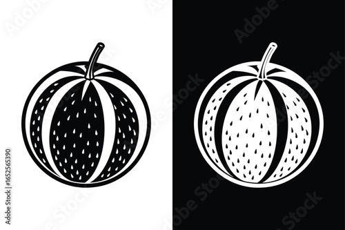 Stylish Cantaloupe Silhouette Icon. Minimal Artwork for Design Use