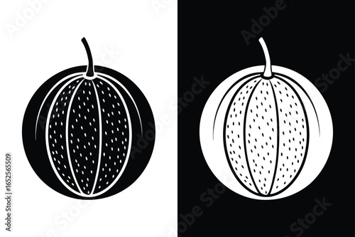 Cantaloupe Fruit Vector Icon. Modern Silhouette Graphic Design