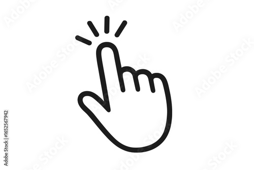 Hand cursor clicking icon. Finger pressing a button or link. Pointer symbol for web and mobile apps. Touch screen gesture concept. Vector line illustration for UI/UX design.
